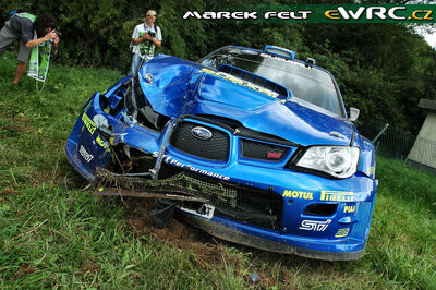 Petter Solberg - Phil Mills
25º OMV ADAC Rallye Deutschland 2006. Subaru Impreza S12 WRC '06 (BT06 SRT). Abandonó por salida de pista en SS9 Bosenberg 1 de 22.52 km.
Subaru World Rally Team

Del 11 al 13 de Agosto, Trier, Rhineland-Palatinate.
Superficie: asfalto.

El Rally constaba de 3 etapas con un total de 1300.48 km de los que 349.11 km divididos en 19 tramos eran cronometrados.

Tomaron la salida 73 equipos, finalizaron 56.

© Marek Felt
@@
Palabras clave: Subaru;Impreza;Alemania