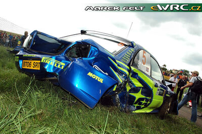 Petter Solberg - Phil Mills
25º OMV ADAC Rallye Deutschland 2006. Subaru Impreza S12 WRC '06 (BT06 SRT). Abandonó por salida de pista en SS9 Bosenberg 1 de 22.52 km.
Subaru World Rally Team

Del 11 al 13 de Agosto, Trier, Rhineland-Palatinate.
Superficie: asfalto.

El Rally constaba de 3 etapas con un total de 1300.48 km de los que 349.11 km divididos en 19 tramos eran cronometrados.

Tomaron la salida 73 equipos, finalizaron 56.

© Marek Felt
@
Palabras clave: Subaru;Impreza;Alemania