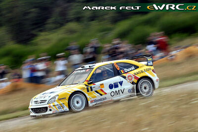 François Duval - Patrick Pivato
26º ADAC Rallye Deutschland 2007. Citroën Xsara WRC (100 DZF 78). Clasificado 2º.
OMV Kronos Citroën WRT

Del 17 al 19 de Agosto, Trier.
Superficie: asfalto.

El Rally constaba de 3 etapas con un total de 1227.04 km de los que 356.27 km divididos en 19 tramos, eran cronometrados.

Tomaron la salida 102 equipos, finalizaron 88.

© Marek Felt
@@
Palabras clave: Citroen;Xsara;WRC;Alemania;2007