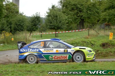 Khalid  Al-Qassimi -  Nicky Beech
26º ADAC Rallye Deutschland 2007. Ford Focus RS WRC '06 (EU55 CNV). Clasificado 16º.
BP Ford World Rally Team

Del 17 al 19 de Agosto, Trier.
Superficie: asfalto.

El Rally constaba de 3 etapas con un total de 1227.04 km de los que 356.27 km divididos en 19 tramos, eran cronometrados.

Tomaron la salida 102 equipos, finalizaron 88.

© Marek Felt
@@
Palabras clave: Ford;Focus;WRC;Alemania;2007