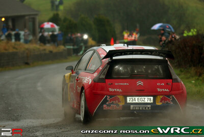 Sébastien Loeb - Daniel Elena
4º Rally Ireland 2009. Citroën C4 WRC (734 EGZ 78). Clasificado 1º.

Del 29 de Enero al 1 de Febrero, Sligo.
Superficie: asfalto.

El Rally tenia un total de 1349.42 km de los que 349.73 km divididos en 3 etapas y 19 tramos eran cronometrados (2 de ellos fueron cancelados, SS7 Murley de 24.70 km y SS8 Fardross de 14.77 km).

Tomaron la salida 36 equipos, finalizaron 28.

© Greg Roslon
@
Palabras clave: Sebastien_Loeb;Irlanda;Citroen;WRC;2009