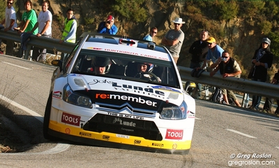 Petter Solberg - Phil Mills
45ª RallyRACC Catalunya - Costa Daurada 2009. Citröen C4 WRC (723 EGZ 78). Clasificado 4º.

Del 1 al 4 de Octubre, Salou, Tarragona, Catalunya, España.
Superficie: asfalto.

El Rally tenia un total de 1299.13 km de los que 353.62 km divididos en 18 tramos eran especiales.

Tomaron la salida 70 equipos, finalizaron 52.

© Greg Roslon
@@
Palabras clave: Petter_Solberg;Citroen;WRC;Catalunya;España;Spain;2009