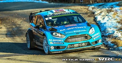 Mads Østberg - Ola Fløene
84º Rallye Automobile de Montecarlo 2016. Ford Fiesta RS WRC (OO05 OTH). Clasificado 4º.
M-Sport World Rally Team

Del 18 al 21 de Enero, Gap - Monaco.
Superficie: asfalto - nieve.

El Rallye constaba de 4 etapas con un total de 11411.85 km de los que 382.65 km divididos en 15 tramos eran cronometrados (2 de ellos fueron cancelados SS1 Entrevaux - Val-de-Chalvagne - Ubraye de 21.25 km y SS16 Lucéram - Col St-Roch 2 de 5,5 km).

Tomaron la salida 73 equipos, finalizaron 54.

© Attila Szabo

Palabras clave: Ford;Fiesta;WRC;Montecarlo;2016