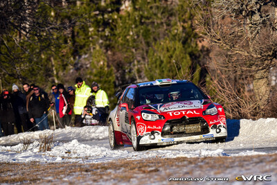 Craig Breen - Scott Martin
85º Rallye Automobile de Montecarlo 2017. Citroën DS3 WRC (BN-346-MV). Clasificado 5º.
Citroën Total Abu Dhabi WRT

Del 18 al 21 de Enero, Gap - Monaco.
Superficie: asfalto - nieve.

El Rallye constaba de 4 etapas con un total de 11411.85 km de los que 382.65 km divididos en 15 tramos eran cronometrados, (2 de ellos fueron cancelados SS1 Entrevaux - Val-de-Chalvagne - Ubraye de 21,25 km y SS16 Lucéram - Col St-Roch 2 de 5,5 km).

Tomaron la salida 73 equipos, finalizaron 54.

© Miroslav Stokr

Palabras clave: Citroen;DS3;WRC;Montecarlo;2017