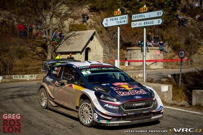 Sébastien Ogier - Julien Ingrassia
86º Rallye Automobile Monte-Carlo 2018. Ford Fiesta WRC (S1 FMC). Clasificado 1º.
M-Sport Ford WRT

Del 24 al 28 de Enero, Gap - Monaco.
Superficie: asfalto - nieve.

El Rallye constaba de 4 etapas con un total de 1642.4 km de los que 388.59 km divididos en 15 tramos eran cronometrados.

Tomaron la salida 67 equipos, finalizaron 47.

© Greg Roslon

Palabras clave: Ford;Fiesta;WRC;Montecarlo;2018