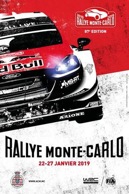 87º Rallye Automobile Monte-Carlo 2019
Del 24 al 27 de Enero, Gap - Monaco.
Superficie: asfalto - nieve.

El Rallye constaba de 4 etapas con un total de 1366.43 km de los que 323.83 km divididos en 15 tramos eran cronometrados, (uno de ellos fue cancelado, SS3 Valdrôme - Sigottier 1 de 20,04 km).

Tomaron la salida 88 equipos, finalizaron 73.
Palabras clave: Poster;Montecarlo;2019