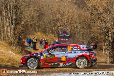 Sébastien Loeb - Daniel Elena
87º Rallye Automobile de Monte-Carlo 2019. Hyundai i20 Coupe WRC (ALZ WR 35). Clasificado 4º.
Hyundai Shell Mobis WRT

Del 24 al 27 de Enero, Gap - Monaco.
Superficie: asfalto - nieve.

El Rallye constaba de 4 etapas con un total de 1366.43 km de los que 323.83 km divididos en 15 tramos eran cronometrados, (uno de ellos fue cancelado, SS3 Valdrôme - Sigottier 1 de 20,04 km).

Tomaron la salida 88 equipos, finalizaron 73.

© Lukasz Mikulski

Palabras clave: Hyundai;Montecarlo;2019