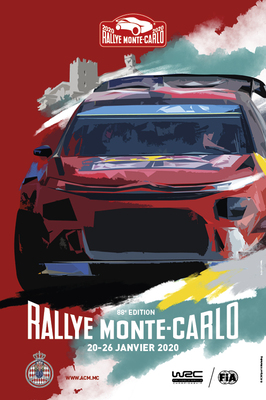 88º Rallye Automobile de Montecarlo 2020
Del 22 al 26 de Enero, Gap - Monaco.
Superficie: asfalto - nieve.

El Rallye constaba de 4 etapas con un total de 1505.64 km de los que 304.28 km divididos en 15 tramos eran cronometrados.

Tomaron la salida 88 equipos, finalizaron 73.
Palabras clave: Poster;Montecarlo;2020