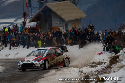 Elfyn Evans - Scott Martin
88º Rallye Automobile Monte-Carlo 2020. Toyota Yaris WRC (SP 1010). Clasificado 3º.
Toyota Gazoo Racing WRT

Del 22 al 26 de Enero, Gap - Monaco.
Superficie: asfalto - nieve.

El Rallye constaba de 4 etapas con un total de 1505.64 km de los que 304.28 km divididos en 15 tramos eran cronometrados.

Tomaron la salida 88 equipos, finalizaron 73.

© Miroslav Stokr

Palabras clave: Toyota;Yaris;WRC;Montecarlo;2020