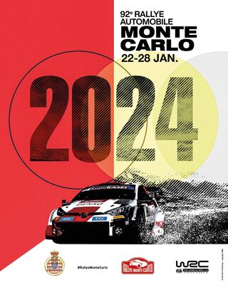 92º Rallye Automobile de Monte-Carlo 2024
Del 25 al 28 de Enero, Gap - Monaco
Superficie: asfalto - nieve.

El Rallye constaba de 4 etapas con un total de 1649.89 km de los que 324.44 km divididos en 17 tramos eran cronometrados.

Tomaron la salida 68 equipos, finalizaron 64.
Palabras clave: Poster;Montecarlo;2024