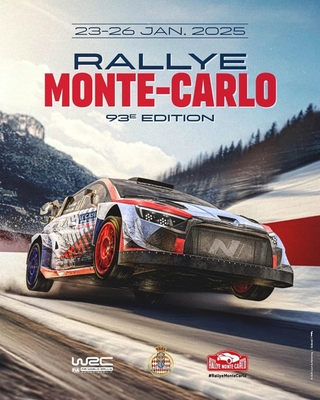 93º Rallye Automobile Monte-Carlo 2025
Del 23 al 26 de Enero, Gap - Monaco
Superficie: asfalto - nieve.

El Rallye constaba de 4 etapas con un total de 1629.29 km de los que 333.06 km divididos en 18 tramos eran cronometrados.

Tomaron la salida 69 equipos, finalizaron 62.
Palabras clave: Poster;Montecarlo;2025