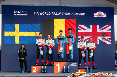 59º Vodafone Rally de Portugal 2026
PODIUM
1º
11# Thierry Neuville - Martijn Wydaeghe, Hyundai i20 N Rally1 (OF WR 910) clasificado 1º.
Hyundai Shell Mobis WRT

2º
99# Oliver Solberg - Elliott Edmondson, Toyota GR Yaris Rally1 (A-7649).
Toyota Gazoo Racing WRT

3º
33# Elfyn Evans - Scott Martin, Toyota GR Yaris Rally1 (A-7646).
Toyota Gazoo Racing WRT

Del 7 al 10 de Mayo, Matosinhos.
Superficie: tierra.

El Rallye constaba de 4 etapas con un total de 1874.58 km de los que 344.91 km divididos en 23 tramos eran cronometrados.

Tomaron la salida 67 equipos, finalizaron 47.

© Vladislav Maschl

Palabras clave: Portugal;Podium;Personajes;2026