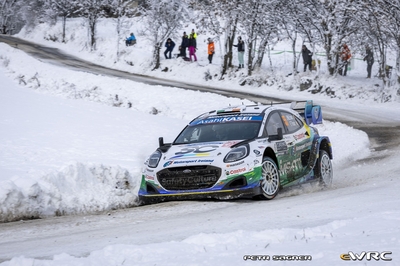 Josh McErlean - Eoin Treacy
94º Rallye Automobile de Monte-Carlo 2026. Ford Puma Rally1 (YX22 FCE). Abandonó por daños de accidente en SS17 La Bollène-Vésubie / Moulinet 2 (Powerstage) de 23,45 km.
M-Sport Ford WRT

Del 22 al 25 de Enero, Gap - Monaco.
Superficie: asfalto - nieve.

El Rally constaba de 4 etapas con un total de 1553.22 km de los que 339.15 km divididos en 17 tramos eran cronometrados.

Tomaron la salida 65 equipos, finaluizaron 48.

© Petr Sagner

Palabras clave: Ford;Puma;Rally1;Montecarlo;2026
