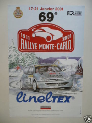 69º Rallye Automobile de Monte-Carlo 2001
Del 18 al 21 de Enero, Mónaco.
Superficie: asfalto - nieve.

El Rally tenia un total de 1738.81 km de los que 392.18 km divididos en 15 tramos eran especiales, (una de ellas fue cancelada SS10 Comps 2 de 20.53 Km).

Se inscribieron 60 equipos, tomaron la salida 56, finalizaron 27.
Palabras clave: Montecarlo;2001