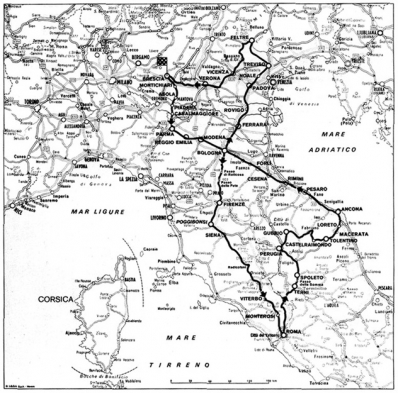 Trazado Mille Miglia del 1927 al 1930
