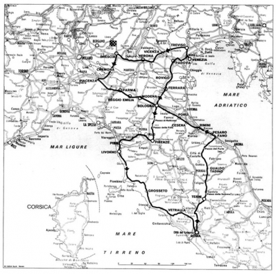 Trazado Mille Miglia del 1937 y 1938
