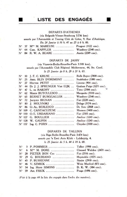 9º Rallye Automobile de Monte-Carlo 1930
Lista de participantes

Del 26 al 29 de Enero.
Superficie: asfalto - nieve.

Se inscribieron 142 equipos, tomaron la salida 115, finalizaron 88.
Palabras clave: Montecarlo;1930