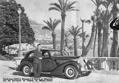 Marcel Becquart - Henri Secret
20º Rallye Automobile de Monte-Carlo 1950. Hotchkiss 686 3L (10-QR4). Clasificado 1º.

Del 22 al 27 de Enero.
Superficie: asfalto - nieve.

Tomaron la salida 293 equipos, finalizaron 135.@
Palabras clave: Hotchkiss;Montecarlo;1950;Personajes