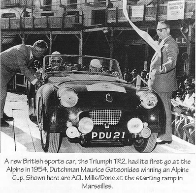 Lyndon Mills - Jimmy Ray
17º Rally Coupe del Alpes 1954, Triumph TR2, Retirado@
Palabras clave: Triumph;Alpes;1954