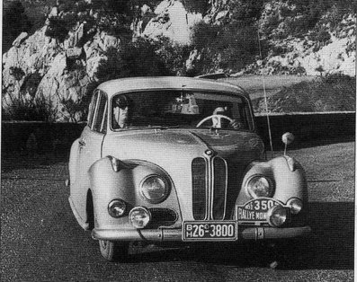 Walter Loffler - Helmut Rathjen
16º Rallye Automobile de Monte-Carlo 1956. BMW 502. Clasificado 6º.

Del 16 al 23 de Enero, Monaco.
Superficie: asfalto - nieve.

El Rally tenia un total de 4800 km de los que 420 km divididos en 18 tramos eran especiales, (2 ellas fueron canceladas SS10 Col de la Porte de 18.25 Km y SS11 La Cabanette de 18.25Km).

Tomaron la salida 278 equipos, finalizaron 51.@@
Palabras clave: BMW;Montecarlo;1956