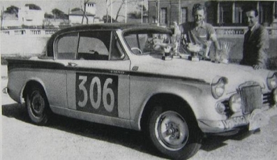 Peter Harper - Peter Jopp
19º Critérium International de la Montagne - Coupe des Alpes 1958. Sunbeam Rapier (VHW 302). Clasificado 6º.

Del 7 al 12 de Julio, Marseille-Brescia-Les Gets-Marseille.
Superficie: asfalto - tierra.

Tomaton la salida 55 equipos, finalizaron 25.@
Palabras clave: Sunbeam;Alpes;1958