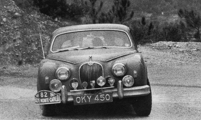 Georges Parkes - Geoffrey Howarth
28º Rallye Automobile de Monte-Carlo 1959. Jaguar Mk2 3.4 (OKY 450). Clasificado 8º.

Del 19 al 25 de Enero, Monaco.
Superficie: asfalto - nieve.

El Rally tenía un total de 3486.00 km incluyendo tramos de enlace.
Desconocemos de cuantos kilómetros cronometrados constaba la prueba.

Se inscribieron 345 equipos, tomaron la salida 322, finalizaron 186.@
Palabras clave: Jaguar;Montecarlo;1959
