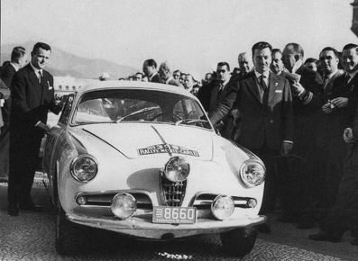 Jean Lucienbonnet - Charles Cappa
28º Rallye Automobile de Monte-Carlo 1959. Alfa Romeo Giulietta Sprint. Clasificado 62º.

Del 19 al 25 de Enero, Monaco.
Superficie: asfalto - nieve.

El Rally tenía un total de 3486.00 km incluyendo tramos de enlace.
Desconocemos de cuantos kilómetros cronometrados constaba la prueba.

Se inscribieron 345 equipos, tomaron la salida 322, finalizaron 186.@
Palabras clave: Alfa;Romeo;Giulietta;Sprint;Montecarlo;1959