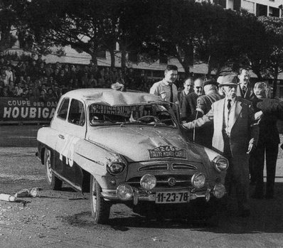 Kjell Gudin - Jan Martinsen
28º Rallye Automobile de Monte-Carlo 1959. Skoda 440 (11-23-78). Clasificado 117º.

Del 19 al 25 de Enero, Monaco.
Superficie: asfalto - nieve.

El Rally tenía un total de 3486.00 km incluyendo tramos de enlace.
Desconocemos de cuantos kilómetros cronometrados constaba la prueba.

Se inscribieron 345 equipos, tomaron la salida 322, finalizaron 186.@
Palabras clave: Skoda;Montecarlo;1959