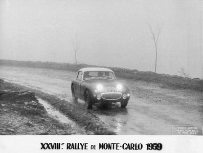 Bernard Cornu - Jean-Jacques Thuner
28º Rallye Automobile de Monte-Carlo 1959. Triumph TR2. Clasificado 123º.

Del 19 al 25 de Enero, Monaco.
Superficie: asfalto - nieve.

El Rally tenía un total de 3486.00 km incluyendo tramos de enlace.
Desconocemos de cuantos kilómetros cronometrados constaba la prueba.

Se inscribieron 345 equipos, tomaron la salida 322, finalizaron 186.@
Palabras clave: Triumph;Montecarlo;1959