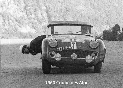 Claude Marbaque - Pierre Burglin
21º Coupe des Alpes 1960. Triumph TR3. Abandonó, desconocemos el motivo.

Del 26 al 30 de Junio, Marseille - Bormio - Chamonix - Cannes.

Desconocemos de cuantos kilómetros constaba la prueba.

Tomaron la salida 64 equipos, finalizaron 39.

Para mas informacion [url=http://wp.me/p6aCPr-oo] Clic en la foto o aqui si esta azul[/url]
For more information [url=http://wp.me/p6aCPr-oo] Click on the picture or here if blue [/url]
@
Palabras clave: Triumph;Alpes;1960