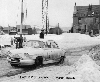 Maurice Martin - Roger Bateau
30º Rallye Automobile de Monte-Carlo 1961. Panhard-Tigre PL17 (9333 KJ75). Clasificado 1º.

Del 21 al 28 de Enero, Montecarlo.
Superficie: asfalto - nieve.

Tomaron la salida 305 equipos, finalizaron 156.@
Palabras clave: Panhard-Tigre;Montecarlo;1961