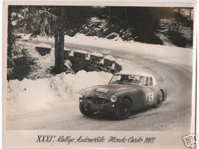Grimshaw - Humble
31º Rallye Automobile de Monte-Carlo 1962. Austin Healey 3000. Clasificado 205º.

Del 20 al 25 de Enero, Monte-Carlo.
Superficie: asfalto - nieve.

Tomaron la salida 313 equipos, finalizaron 247.@
Palabras clave: Austin;Healey;Montecarlo;1962;nieve