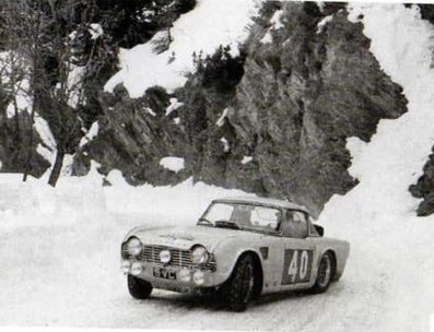 Thuner - Gretener 
32º Rallye Automobile de Monte-Carlo 1963. Triumph TR 4. Clasificado 46º.

Del 20 al 24 de Enero, Monte-Carlo.
Superficie: asfalto - nieve.

Tomaron la salida 296 equipos, finalizaron 96.@
Palabras clave: Triumph;Montecarlo;1963;nieve