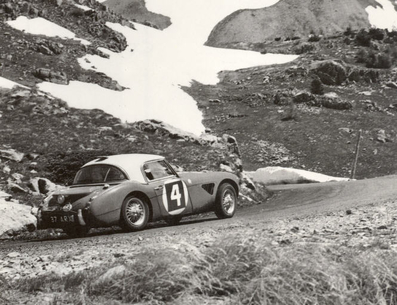 Jude Morley Donald - Erle Morley Godfrey
24º Coupe des Alpes 1963. Austin Healey 3000 (37 ARX). Abandonó por diferencial del coche.

Del 20 al 25 de Junio, Marseille - Chamonix - Milan - Marseille.
Superficie: asfalto.

Tomaron la salida 79 equipos, finalizaron 24.@
Palabras clave: Austin;Alpes;1963