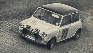 John Wadsworth - Peter Cooke
25º Coupe des Alpes 1964. Morris Mini Cooper S (RYJ 415). Clasificado 6º.

Del 22 al 27 de Junio, Marseille - Grenoble - Monte-Carlo.
Superficie: asfalto.

La prueba constaba 10 tramos cronometrados.
Incluyendo tramos de enlace y cronometrados tenía un total de 3412.00 km.

Tomaron la salida 73 Equipos, finalizaron 25.@
Palabras clave: Mini;Alpes;1964