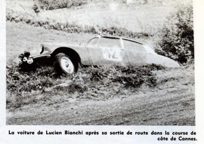 Lucien Bianchi - (Vic)
25º Coupe des Alpes 1964. Citröen DS 19. Abandonó por accidente.

Del 22 al 27 de Junio, Marseille - Grenoble - Monte-Carlo.
Superficie: asfalto.

La prueba constaba 10 tramos cronometrados.
Incluyendo tramos de enlace y cronometrados tenía un total de 3412.00 km.

Tomaron la salida 73 Equipos, finalizaron 25.@
Palabras clave: Citroen;Alpes;1964;Crash