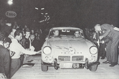 Jean-Jacques Thuner - John Gretener
25º Coupe des Alpes 1964. Triumph Spitfire (ADU 6B). Abandonó por accidente durante un tramo de enlace.

Del 22 al 27 de Junio, Marseille - Grenoble - Monte-Carlo.
Superficie: asfalto.

La prueba constaba 10 tramos cronometrados.
Incluyendo tramos de enlace y cronometrados tenía un total de 3412.00 km.

Tomaron la salida 73 Equipos, finalizaron 25.@
Palabras clave: Triumph;Alpes;1964
