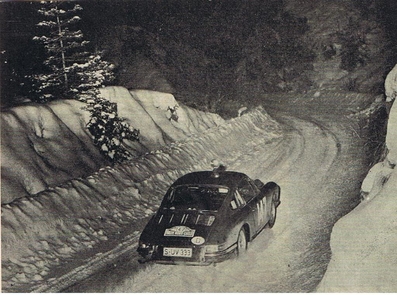 Herbert Linge - Peter Falk
34º Rallye Automobile de Monte-Carlo 1965. Porsche 911 S (S-UV 333). Clasificado 5º.

Del 16 al 25 de Enero, Monte-Carlo.
Superficie: asfalto - nieve.

Se inscribieron 275 equipos, tomaron la salida 237, finalizaron 35.@
Palabras clave: Porsche;Montecarlo;1965;Nieve