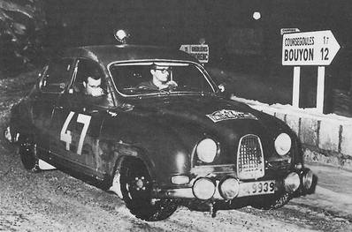 Ove Andersson - Torsten Aman
34º Rallye Automobile de Monte-Carlo 1965. Saab 96 Sport (PA 9939). Clasificado 13º.

Del 16 al 25 de Enero, Monte-Carlo.
Superficie: asfalto - nieve.

Se inscribieron 275 equipos, tomaron la salida 237, finalizaron 35.@
Palabras clave: Ove_Andersson;Saab;Sport;Montecarlo;1965