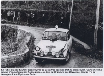 Claude Laurent - Verley
9º Rally Cévennes 1965, DAF 33, Clasificado 44º
Palabras clave: Claude_Laurent;Verley;DAF;Criterium_Cévennes;1965