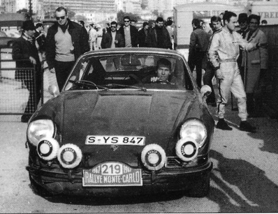 Victor (Vic) Elford - David Stone
36º Rallye Automobile de Monte-Carlo 1967. Porsche 911 S 2.0 (S-YS 847). Clasificado 3º.

Del 14 al 20 de Enero, Monaco.
Superficie: asfalto - nieve.

Se inscribieron 221 equipos, tomaron la salida 195, finalizaron 92.@
Palabras clave: ;Montecarlo;Porsche;1967