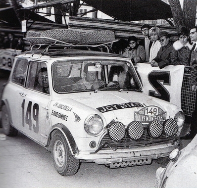 Jose Maria Juncadella - Enrique Ruiz Gimenez
36º Rallye Automobile de Monte-Carlo 1967. Mini Cooper S 1275 (JGY 314D). Clasificado 87º.

Del 14 al 20 de Enero, Monaco.
Superficie: asfalto - nieve.

Se inscribieron 221 equipos, tomaron la salida 195, finalizaron 92.@
Palabras clave: Mini;Montecarlo;1967
