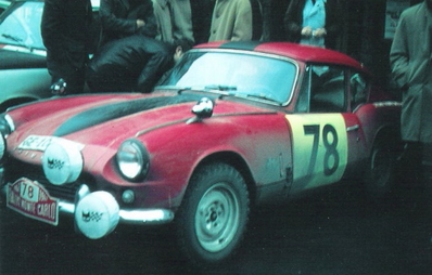 Jean-Jacques Thuner - John Gretener
36º Rallye Automobile de Monte-Carlo 1967. Triumph (GE 106 046). Abandonó.

Del 14 al 20 de Enero, Monaco.
Superficie: asfalto - nieve.

Se inscribieron 221 equipos, tomaron la salida 195, finalizaron 92.@
Palabras clave: Triumph;Montecarlo;1967