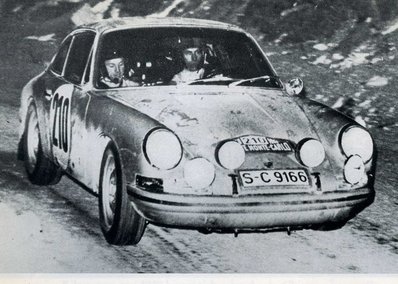 Victor (Vic) Elford - David Stone
37º Rallye Automobile Monte-Carlo 1968. Porsche 911 T (S-C 9166). Clasificado 1º.

Del 20 al 25 de Enero, Monte-Carlo.
Superficie: asfalto - nieve.

Tomaron la salida 200 equipos, finalizaron 79.@
Palabras clave: ;Porsche;Montecarlo;1968
