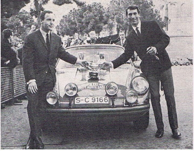 Victor (Vic) Elford - David Stone
37º Rallye Automobile Monte-Carlo 1968. Porsche 911 T (S-C 9166). Clasificado 1º.

Del 20 al 25 de Enero, Monte-Carlo.
Superficie: asfalto - nieve.

Tomaron la salida 200 equipos, finalizaron 79.@
Palabras clave: ;Porsche;Montecarlo;1968;Personajes