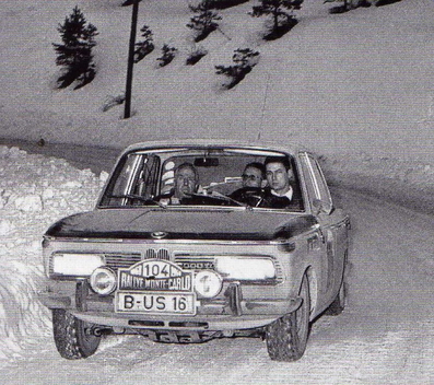 Walter Bachmann - Rainer Strunz
37º Rallye Automobile de Monte-Carlo 1968. BMW 2000 Ti (B-US 16). Clasificado 39º.

Del 20 al 25 de Enero, Monte-Carlo.
Superficie: asfalto - nieve.

Tomaron la salida 200 equipos, finalizaron 79.@
Palabras clave: BMW;Montecarlo;1968