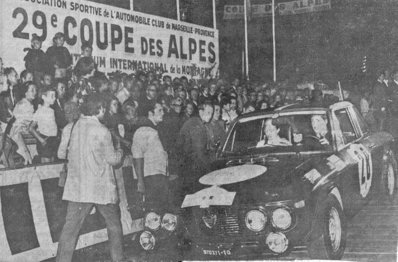 Pat Moss-Carlsson - 
29º Coupe des Alpes 1968. Lancia Fulvia 1.3 Coupé HF. Abandonó.

Del 2 al 8 de Septiembre, Marseille - Aix les Bains - Antibes, Francia.
Superficie: asfalto.

La prueba constaba de 3 etapas con un total de 174.10 km cronometrados divididos en 10 tramos especiales.

Tomaron la salida 64 equipos, finalizaron 12.@


Palabras clave: Lancia;Alpes;1968;Mujeres;Womens