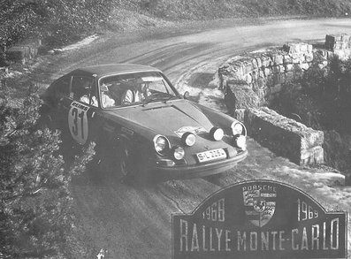 Gérard Larousse - Jean-Claude Perramond
38º Rallye Automobile de Monte-Carlo 1969. Porsche 911 S (S-L 2264). Clasificado 2º.

Del 17 al 24 de Enero, Monte-Carlo.
Superficie: asfalto - nieve.

El Rally tenia un total de 225.00 km cronometrados.

Se inscribieron 211 equipos, tomaron la salida 183, finalizaron 44.@
Palabras clave: Gerard_Larrousse;Porsche;Montecarlo;1969