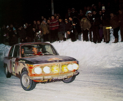Rob Slotemaker - Ferry Van Der Geest
38º Rallye Automobile de Monte-Carlo 1969. BMW 2002 Ti (39-63-HG). Clasificado 7º.

Del 17 al 24 de Enero, Monte-Carlo.
Superficie: asfalto - nieve.

El Rally tenia un total de 225.00 km cronometrados.

Se inscribieron 211 equipos, tomaron la salida 183, finalizaron 44.@
Palabras clave: BMW;Montecarlo;1969;nieve
