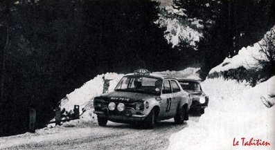 Hannu Mikkola - Jim Porter
38º Rallye Automobile de Monte-Carlo 1969. Ford Escort Twin Cam (BEV 781G). Abandonó por accidente.

Del 17 al 24 de Enero, Monte-Carlo.
Superficie: asfalto - nieve.

El Rally tenia un total de 225.00 km cronometrados.

Se inscribieron 211 equipos, tomaron la salida 183, finalizaron 44.@
Palabras clave: Hannu_Olavi_Mikkola;Jim_Porter;Ford;Escort;MKI;Montecarlo;1969;nieve